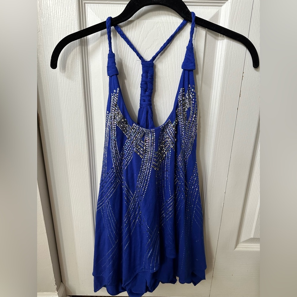Miss Me blue sequin embellished tank size small